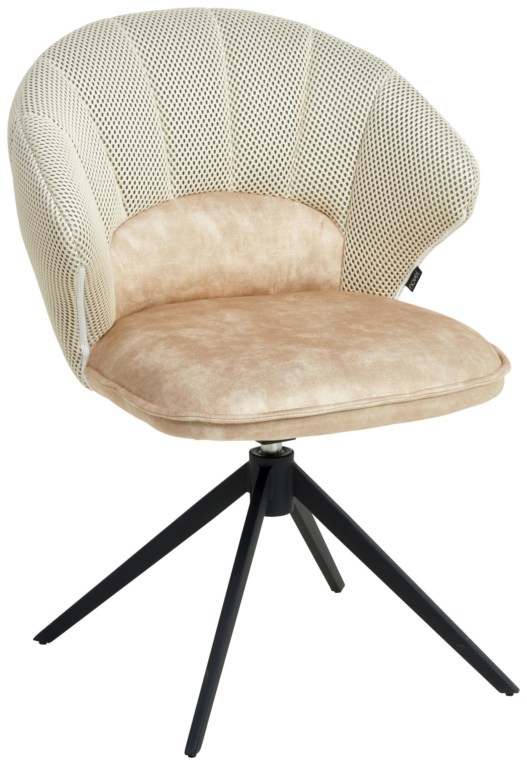 STOL MED ARMSTÖD järn vävt tyg  - beige/svart, Design, metall/textil (61/87,5/63,5cm) - Novel