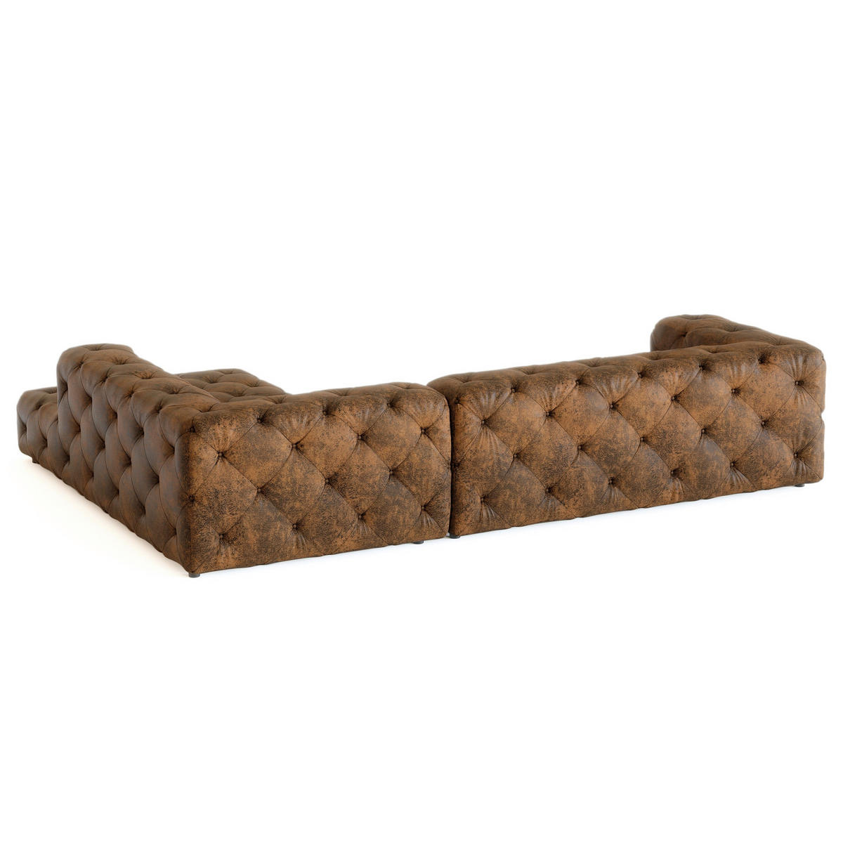ECKSOFA Lederlook Dunkelbraun  - Dunkelbraun/Schwarz, Design, Kunststoff/Textil (325/228cm) - P & B