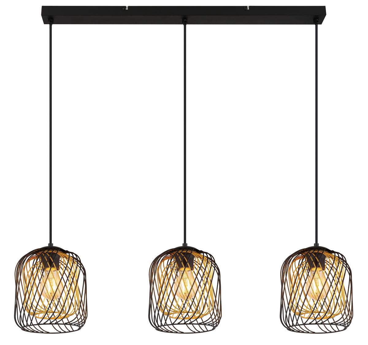 HÄNGELEUCHTE 84/18/150 cm    - Goldfarben/Schwarz, Basics, Kunststoff/Metall (84/18/150cm) - Globo