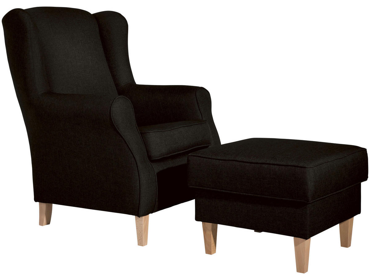 OHRENSESSEL in Flachgewebe Dunkelbraun  - Dunkelbraun/Buchefarben, Design, Holz/Textil (77/103/86cm) - Max Winzer