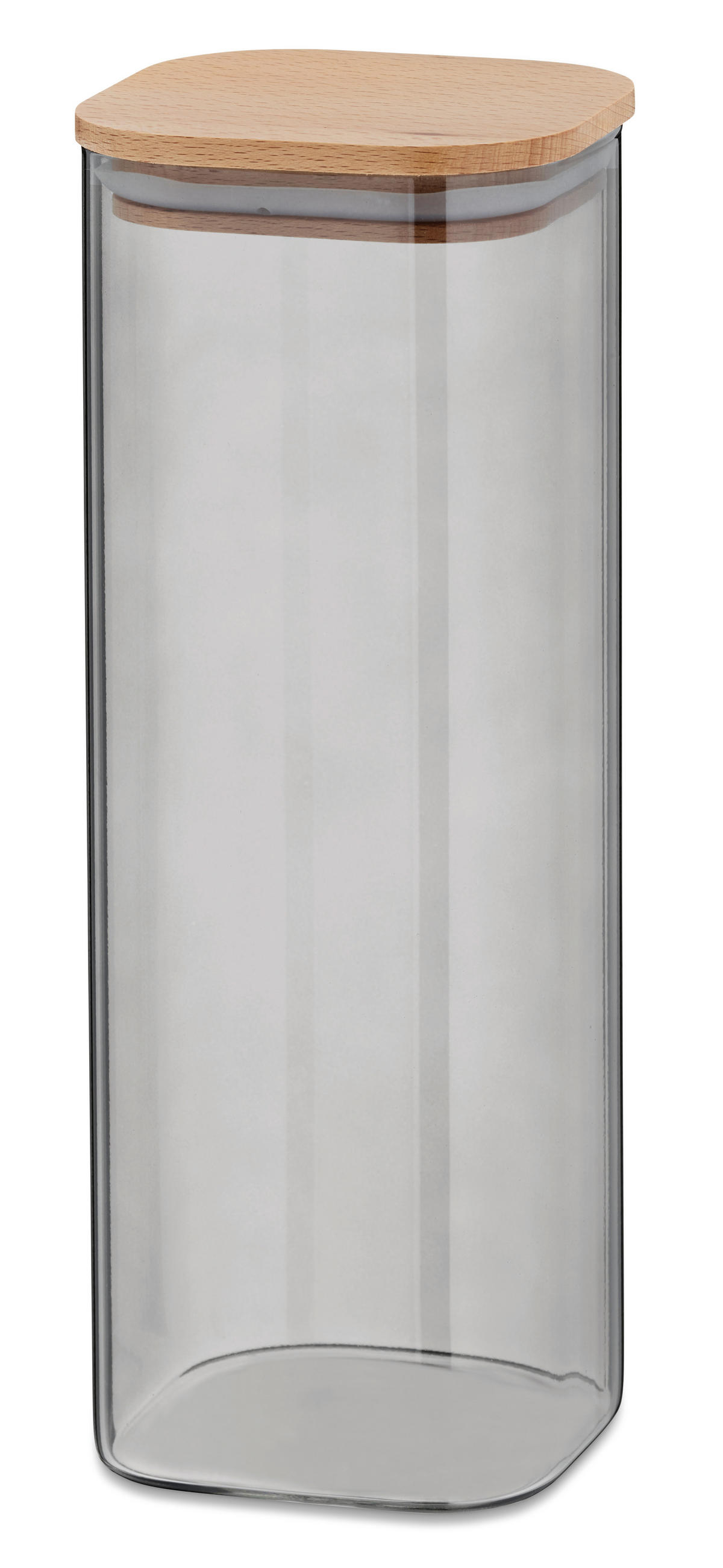 SCHÜTTDOSE 2 l  - Hellgrau, Basics, Glas/Holz (10/10/26,5cm) - Kela