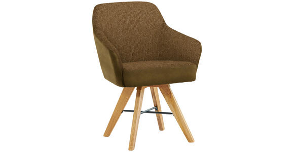 ARMLEHNSTUHL in Holz, Metall, Textil Eichefarben, Cognac  - Cognac/Eichefarben, KONVENTIONELL, Holz/Textil (64/86/60cm) - Voleo