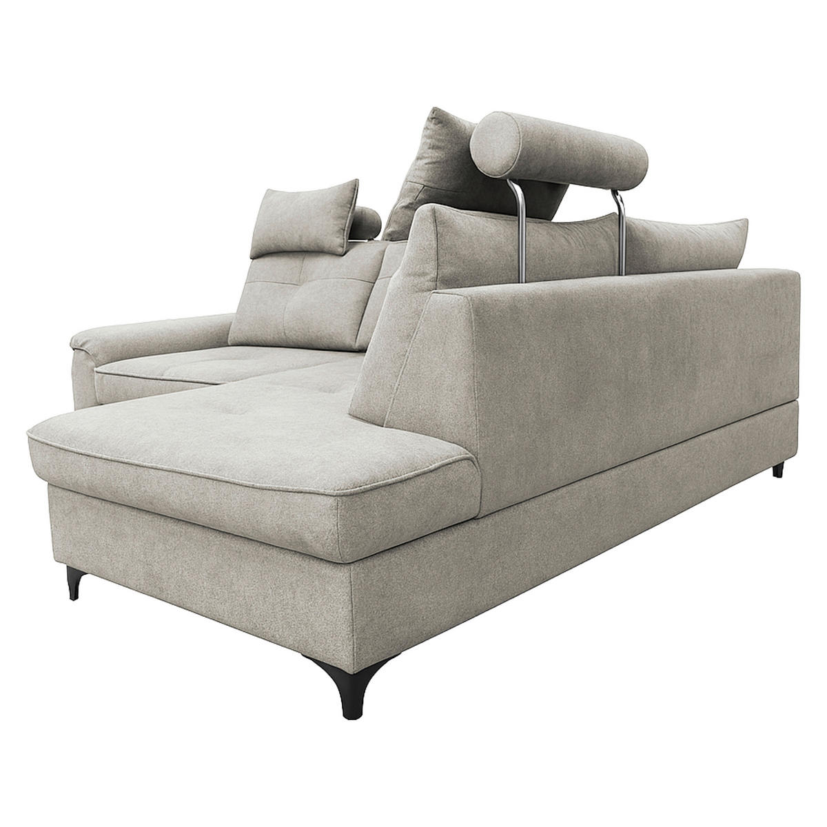 ECKSOFA SOLEI Grau Chenille Zierkissen, Bettkasten, Kopfstütze  - Schwarz/Grau, Design, Kunststoff/Textil (265/203cm) - MID.YOU