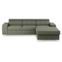 ECKSCHLAFSOFA in Olivgrün Textil   - Olivgrün, Design, Textil (296/195cm) - MID.YOU