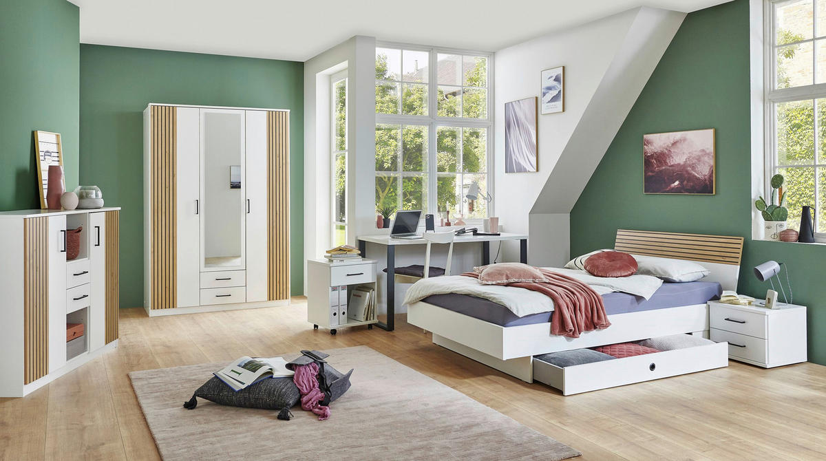 BETTKASTEN  in Weiss  - Weiss, Design, Holzwerkstoff/Kunststoff (137/17/59cm) - Carryhome