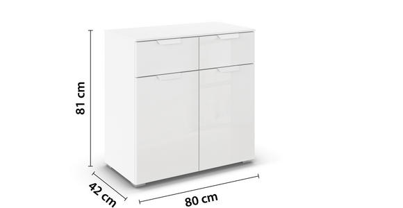 KOMMODE  in 80/81/42 cm  - Weiß, Design, Glas/Holzwerkstoff (80/81/42cm) - Carryhome