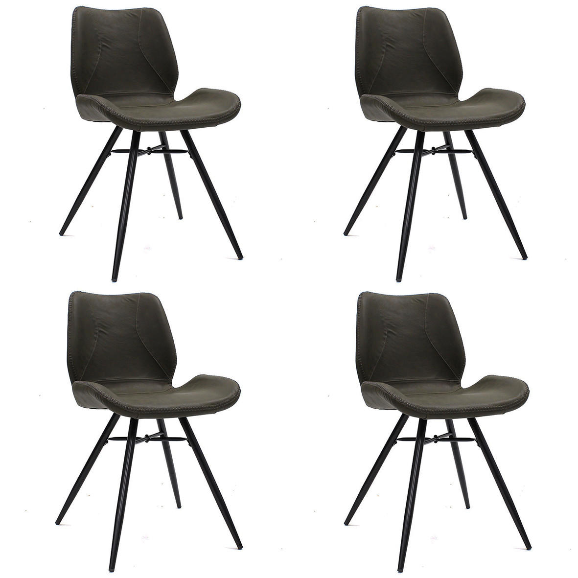 SADA STOLIČIEK 4 kus - čierna/tmavozelená, Lifestyle, kov/textil (47/82/55cm) - MID.YOU