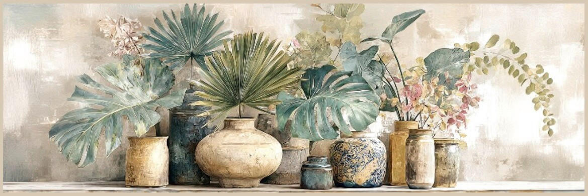 METALLBILD Stillleben, Pflanzen  - Multicolor, Basics, Metall (60/180/4cm) - Euroart