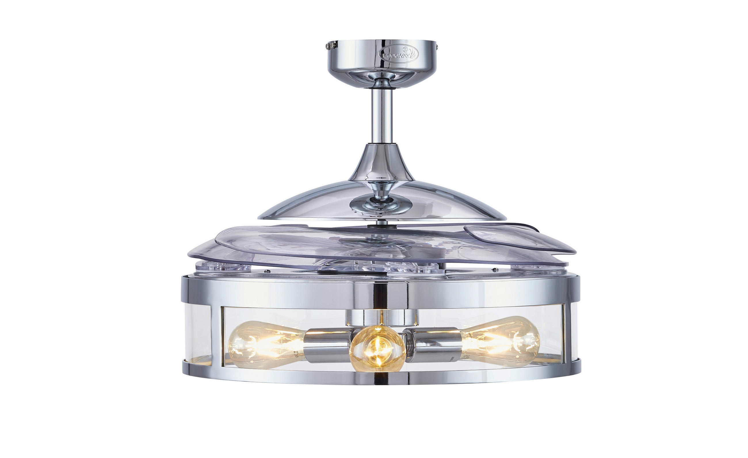 DECKENVENTILATOR 122/41 cm - Chromfarben/Transparent, Basics, Kunststoff/Metall (122/41cm) - P & B