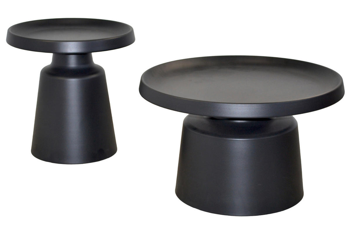 COUCHTISCHSET rund Schwarz  - Schwarz, Design, Metall (50/50/50cm) - MID.YOU