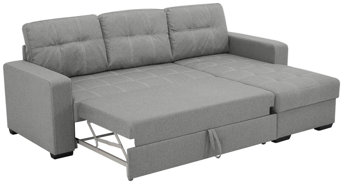 ECKSCHLAFSOFA  mit Mikrofaser Grau  - Schwarz/Weiß, Design, Kunststoff/Textil (240/160cm) - Livetastic