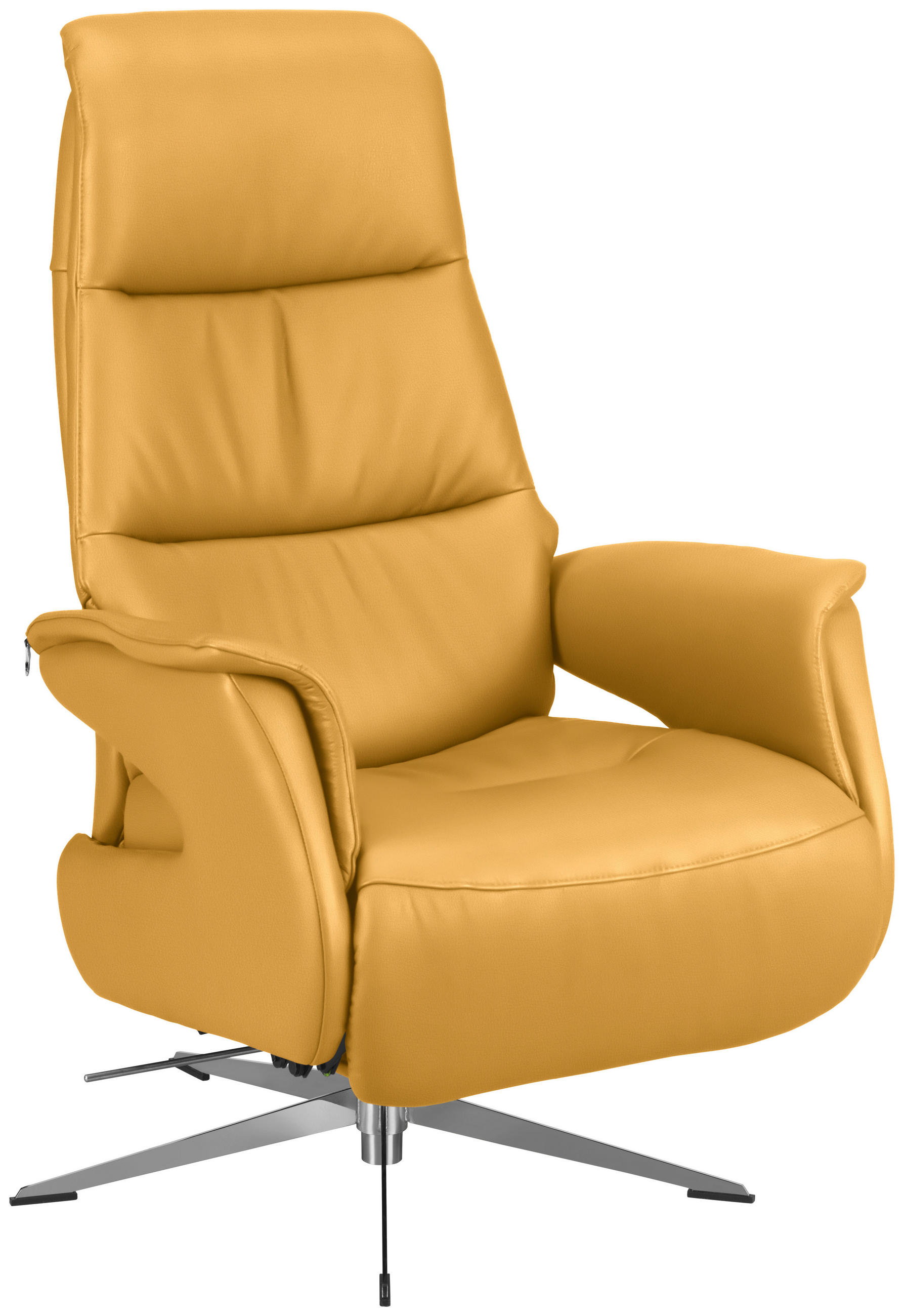 RELAXSESSEL in Leder Gelb  - Chromfarben/Gelb, Design, Leder/Metall (74/108/86cm) - Welnova
