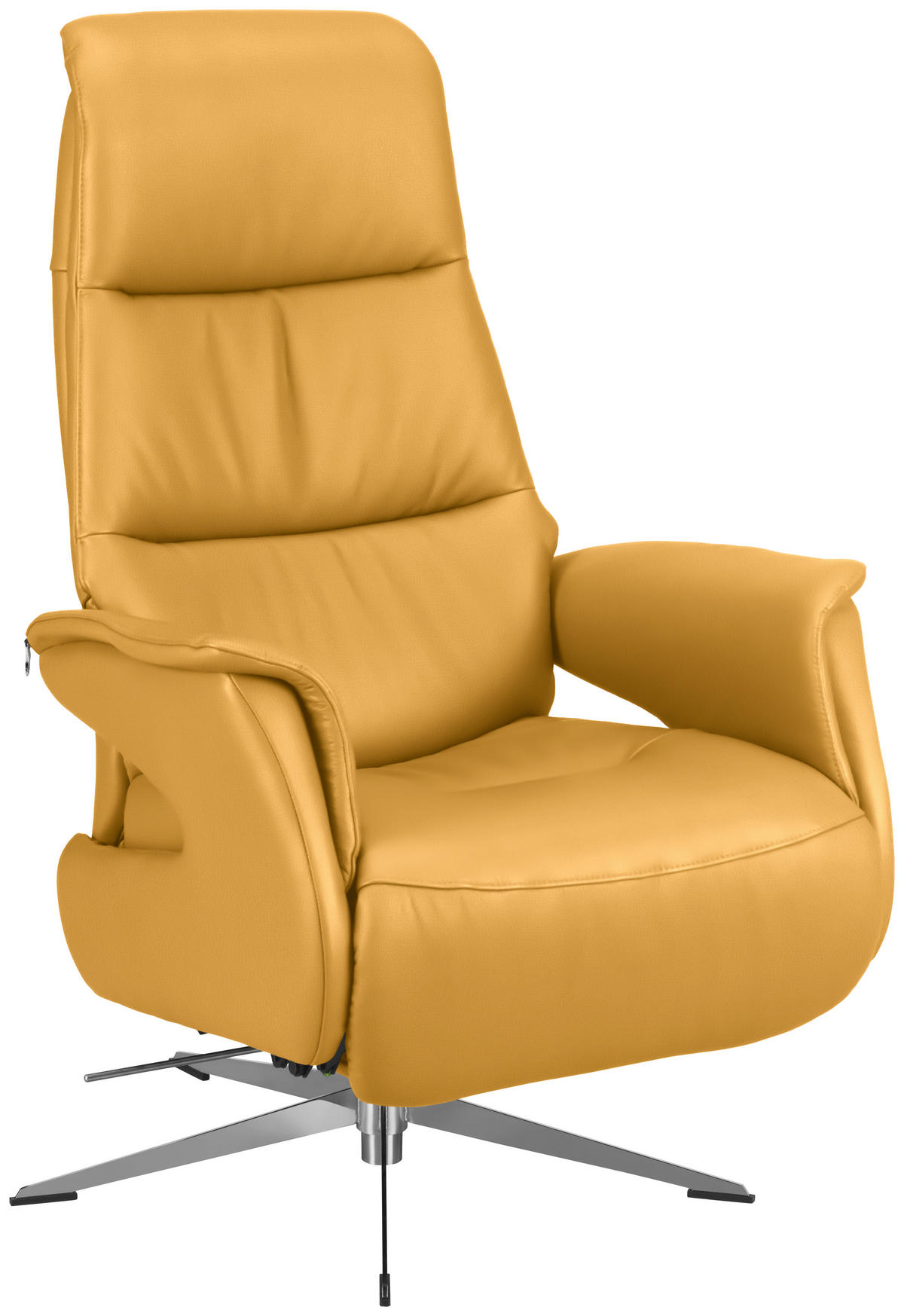 RELAXSESSEL in Leder Gelb  - Chromfarben/Gelb, Design, Leder/Metall (74/108/86cm) - Welnova