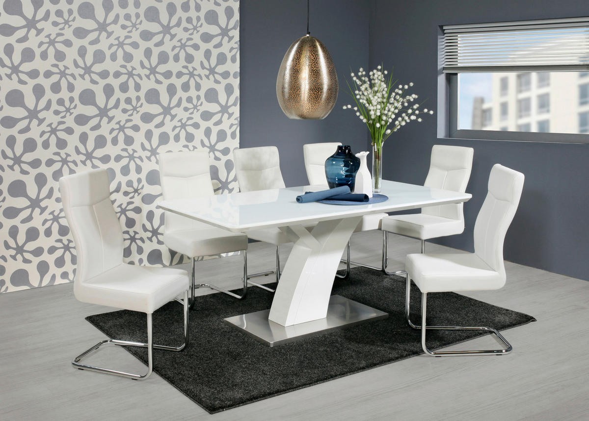 STOL ZA BLAGOVAONICU  bijela  metal, staklo, drvni materijal      - bijela, Design, staklo/drvni materijal (180/76/90cm) - Novel