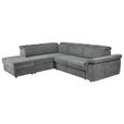 ECKSOFA Dunkelgrau Flachgewebe Bettkasten, Schlaffunktion, Rücken echt, Liegefläche im Originalstoff  - Dunkelgrau/Schwarz, KONVENTIONELL, Kunststoff/Textil (235/280cm) - Carryhome