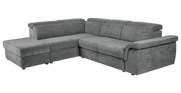 ECKSOFA Dunkelgrau Flachgewebe Bettkasten, Schlaffunktion, Rücken echt, Liegefläche im Originalstoff  - Dunkelgrau/Schwarz, KONVENTIONELL, Kunststoff/Textil (235/280cm) - Carryhome
