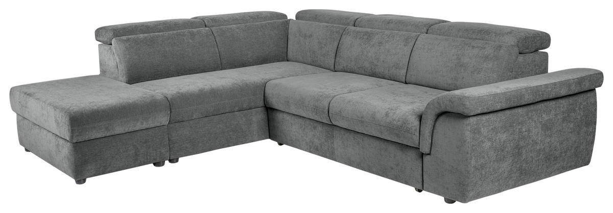 ECKSOFA Dunkelgrau Flachgewebe  - Dunkelgrau/Schwarz, KONVENTIONELL, Kunststoff/Textil (235/280cm) - Carryhome