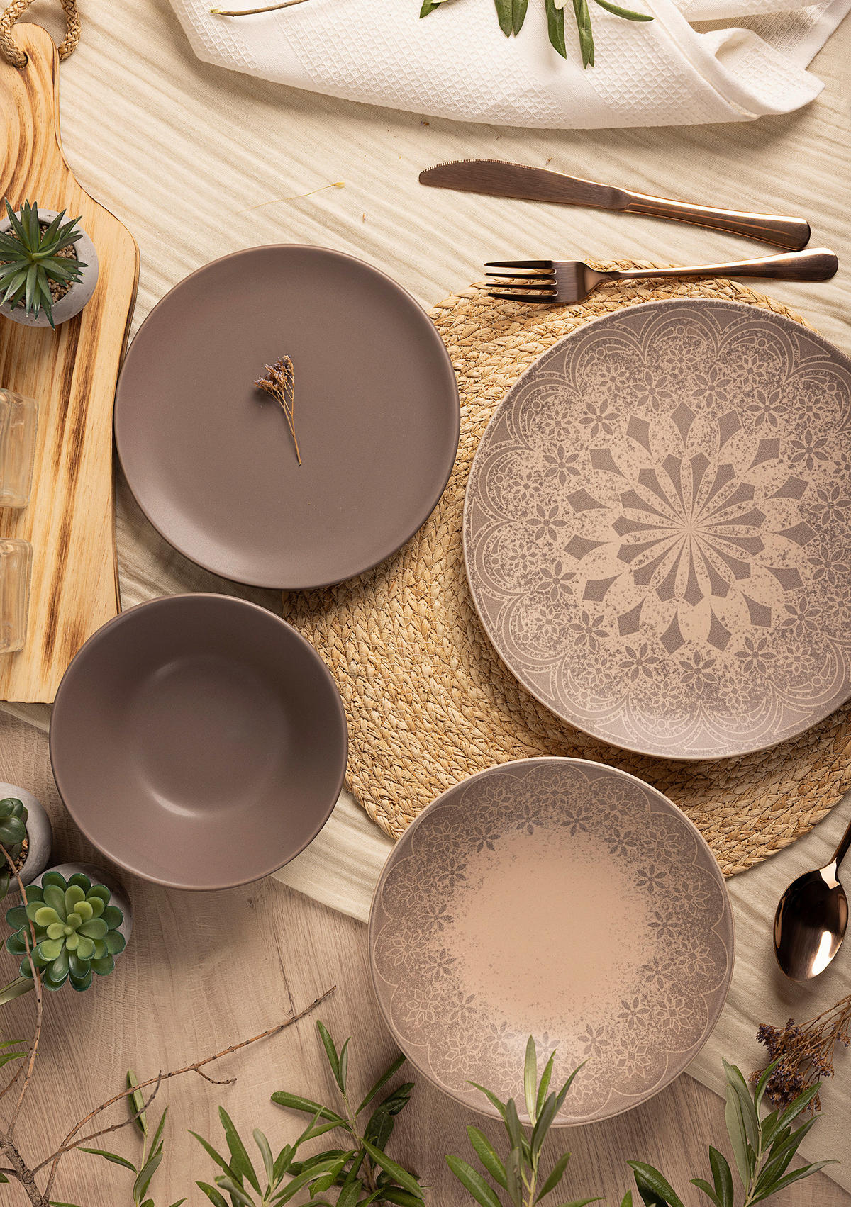 KOMBISERVICE 24-teilig  - Graubraun, LIFESTYLE, Keramik - Novel