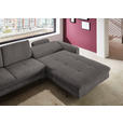 ECKSOFA Anthrazit Cord Rücken echt  - Anthrazit/Schwarz, Design, Textil/Metall (302/178cm) - Carryhome