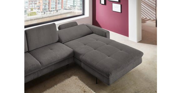 ECKSOFA Anthrazit Cord Rücken echt  - Anthrazit/Schwarz, Design, Textil/Metall (302/178cm) - Carryhome