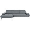 ECKSOFA Ottomane links, Eckteil  More_LZ Dunkelgrau Webstoff  - Dunkelgrau/Schwarz, Design, Textil/Metall (188/296cm) - Xora