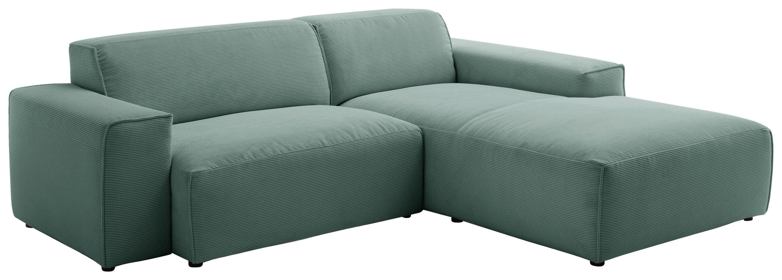 ECKSOFA in Cord Grün  - Schwarz/Grün, Design, Kunststoff/Textil (230/189cm) - Pure Home Lifestyle