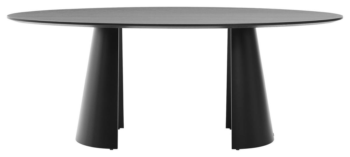 ESSTISCH Eiche massiv oval Schwarz  - Schwarz, Design, Holz (200/110/76cm) - Musterring
