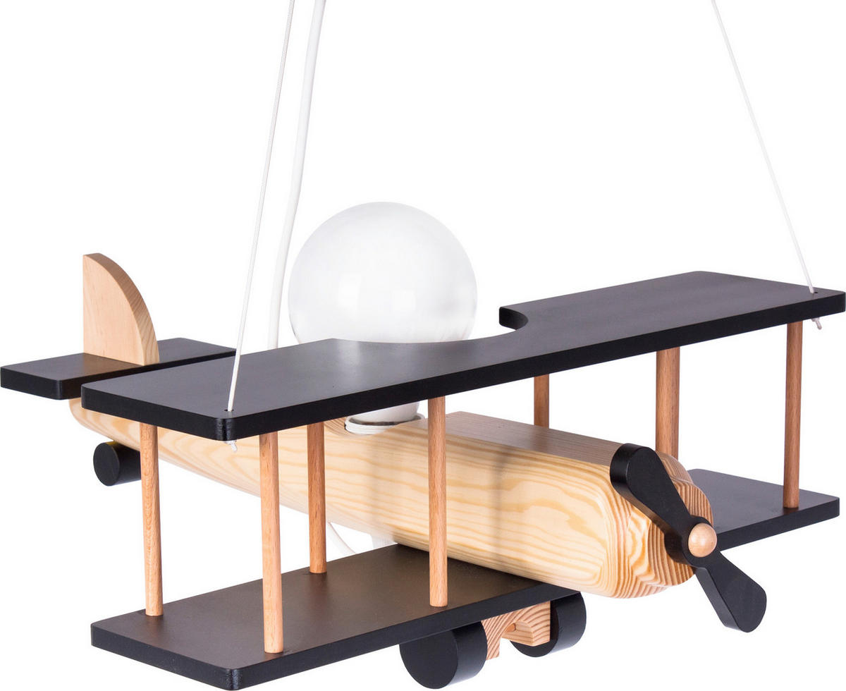 KINDERHÄNGELEUCHTE  42/45/75 cm    - Schwarz/Naturfarben, KONVENTIONELL, Holz (42/45/75cm)