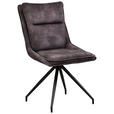 STUHL  Sitzfläche 360° drehbar Webstoff  Schwarz, Dunkelbraun  - Dunkelbraun/Schwarz, Design, Textil/Metall (52/92/61cm) - Carryhome