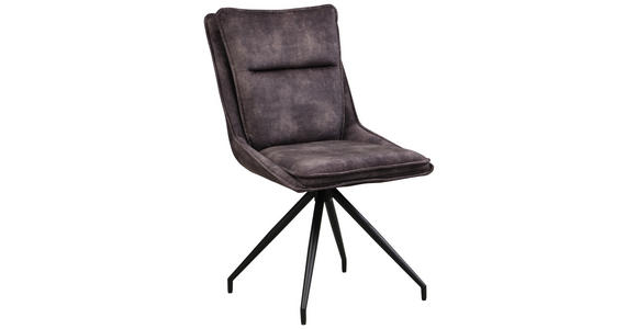 STUHL  Sitzfläche 360° drehbar Webstoff  Schwarz, Dunkelbraun  - Dunkelbraun/Schwarz, Design, Textil/Metall (52/92/61cm) - Carryhome
