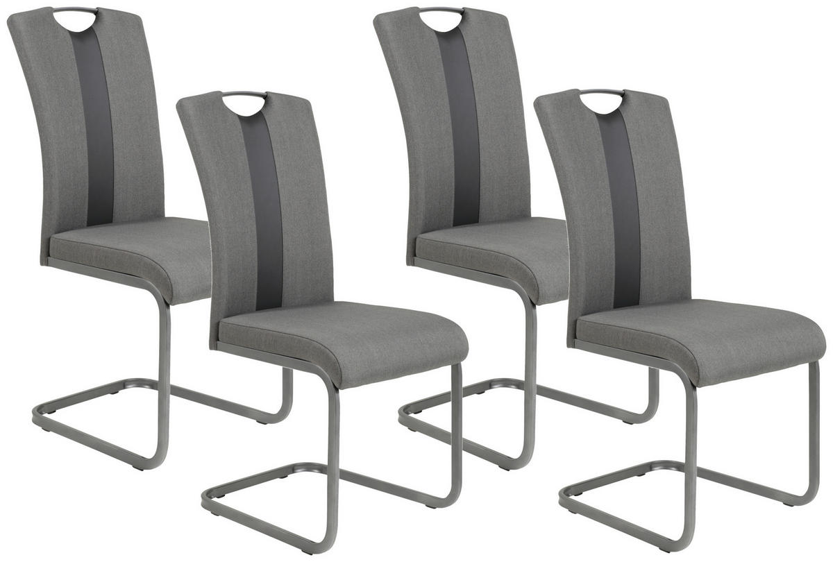 SCHWINGSTUHL-SET 4 Stück  in Stahl Webstoff  - Anthrazit/Grau, MODERN, Textil/Metall (43/98/56cm) - MID.YOU