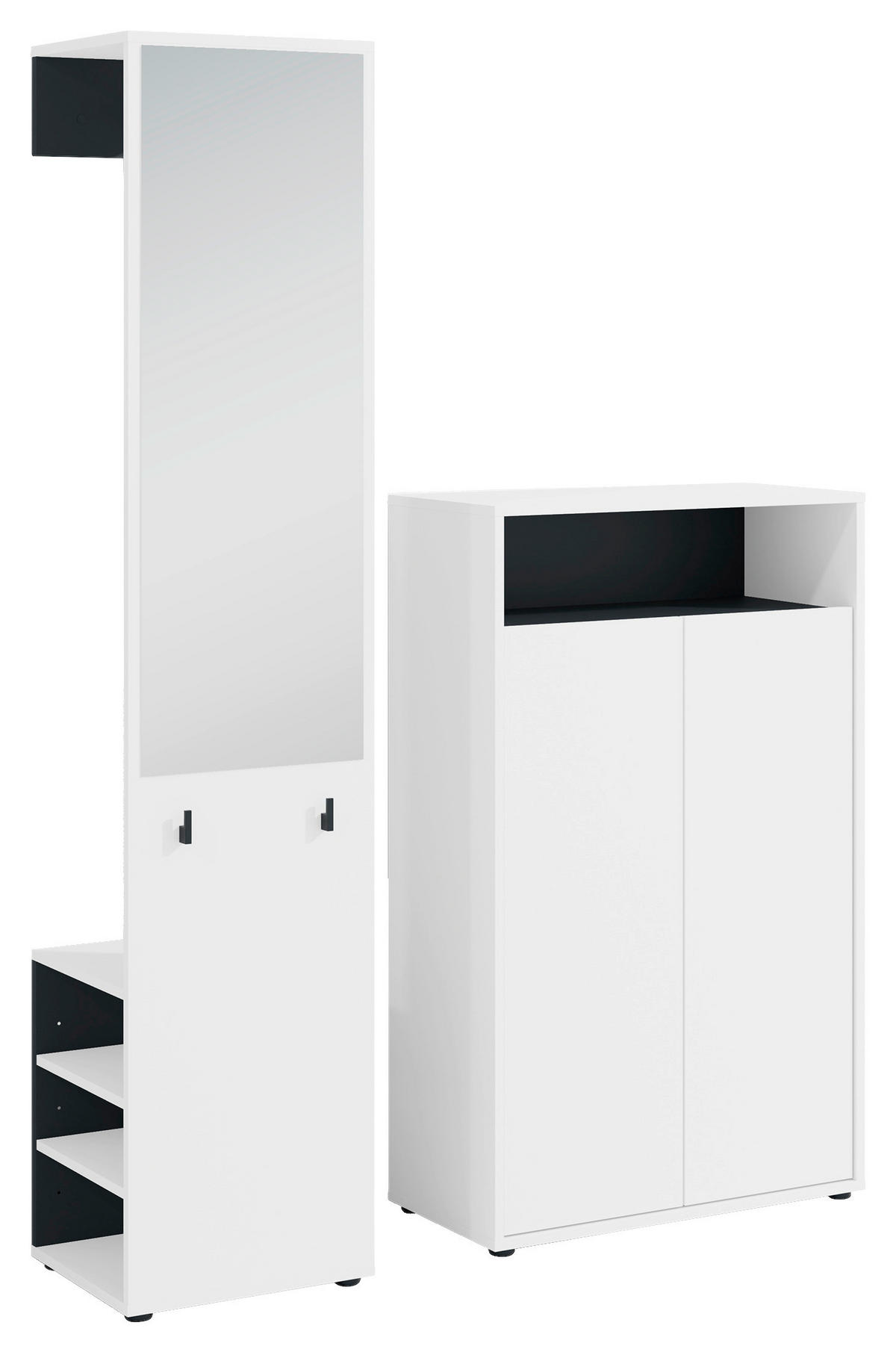 GARDEROBE 2-teilig  in 110/186/35 cm  - Schwarz/Weiß, Design, Holzwerkstoff (110/186/35cm) - MID.YOU