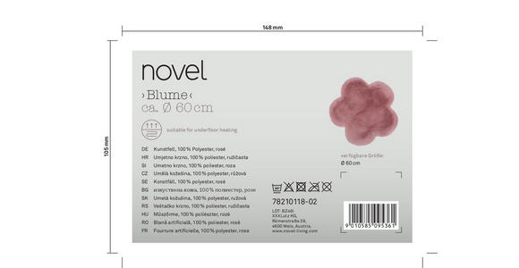KUNSTFELL 60 cm Blume  - Rosa, Trend, Kunststoff/Fell (60cm) - Novel