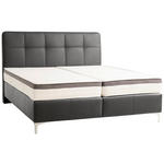 BOXSPRINGBETT 160/200 cm  in Schwarz  - Chromfarben/Schwarz, Basics, Leder/Holz (160/200cm) - Novel