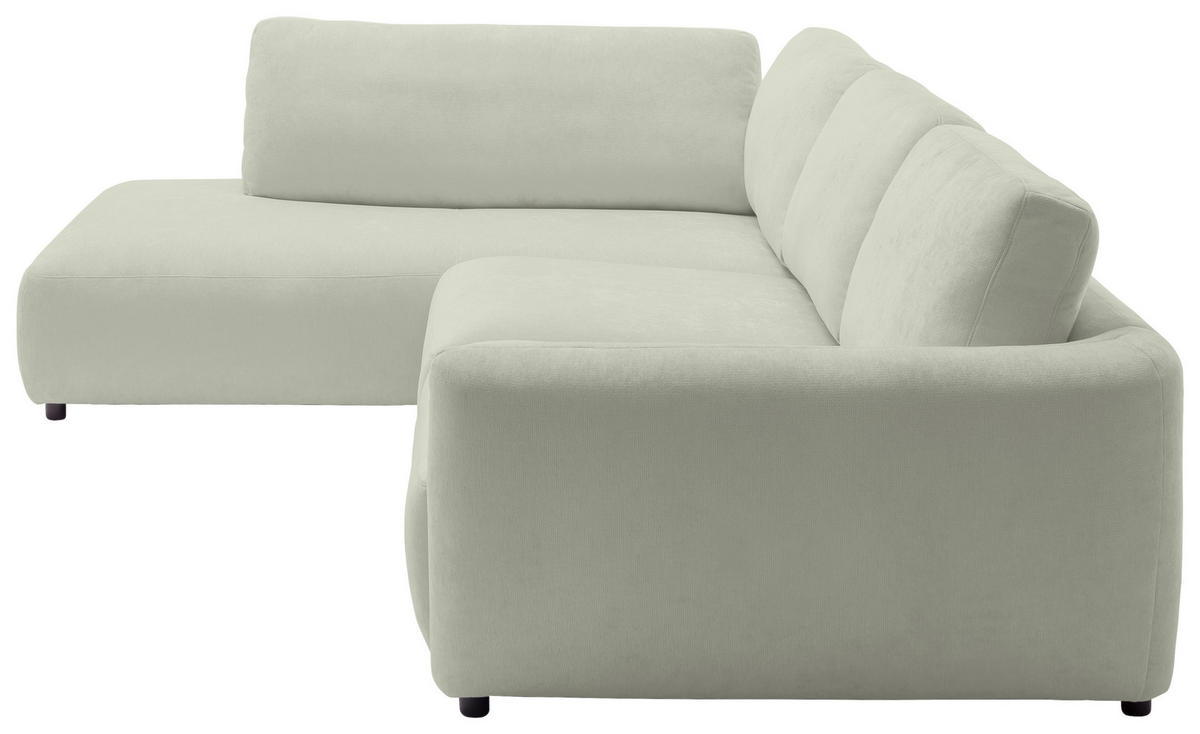 ECKSOFA  in Chenille Salbeigrün  224/307 cm  - Salbeigrün/Schwarz, KONVENTIONELL, Kunststoff/Textil (224/307cm) - Hom`in