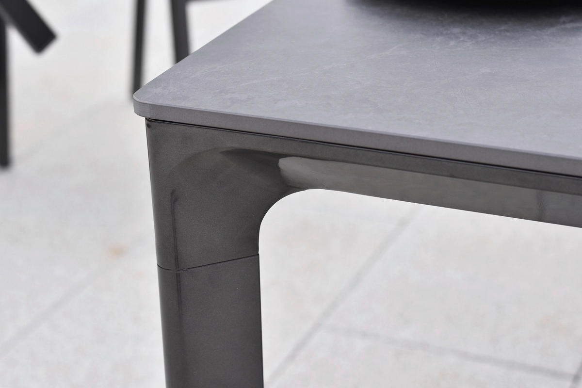 GARTENTISCHGRUPPE  - Graphitfarben/Naturfarben, KONVENTIONELL, Glas/Kunststoff - Gardenson