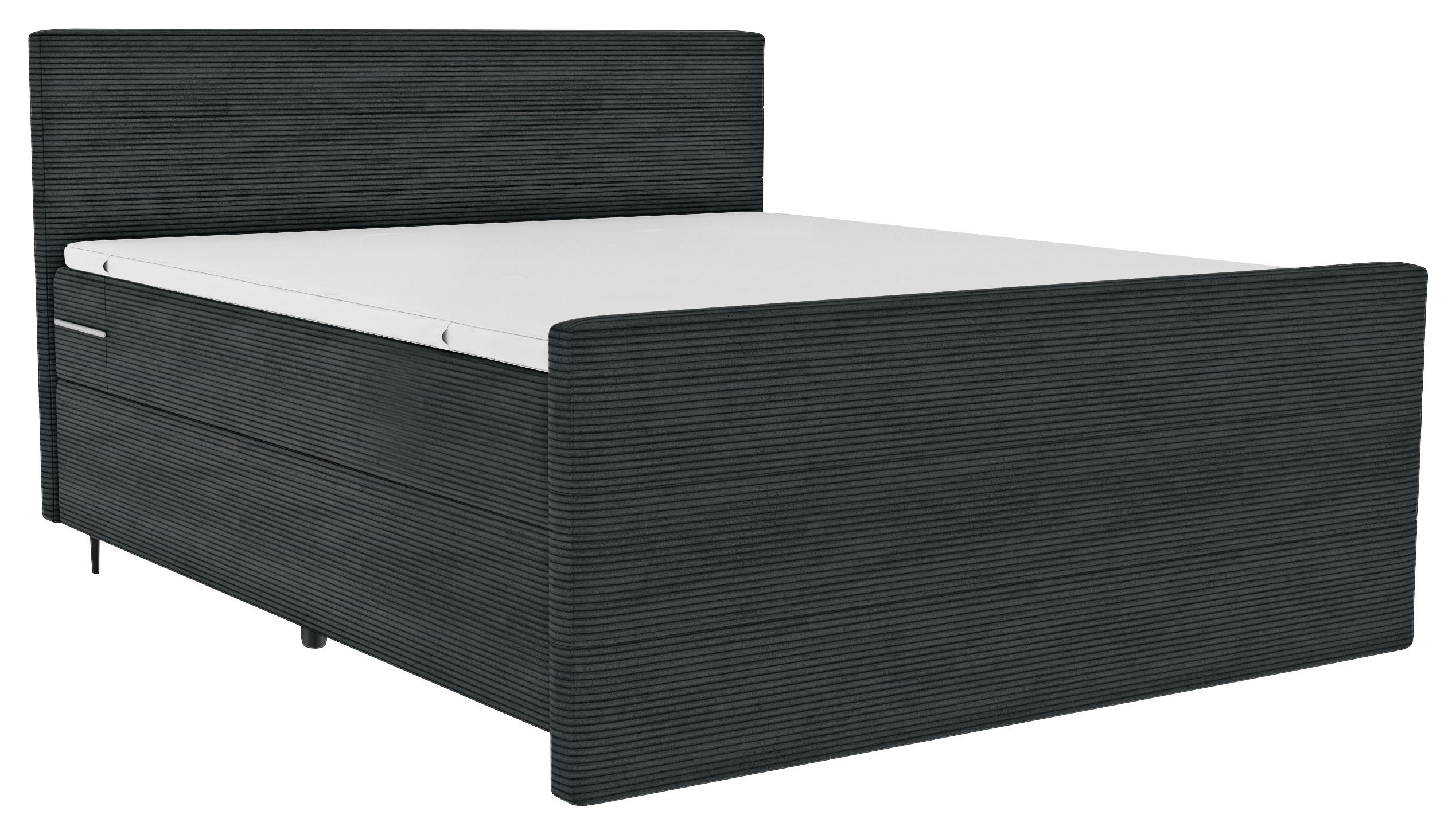 BOXSPRINGBETT 180/200 cm  in Anthrazit  - Anthrazit/Schwarz, Konventionell, Textil/Metall (180/200cm) - Carryhome