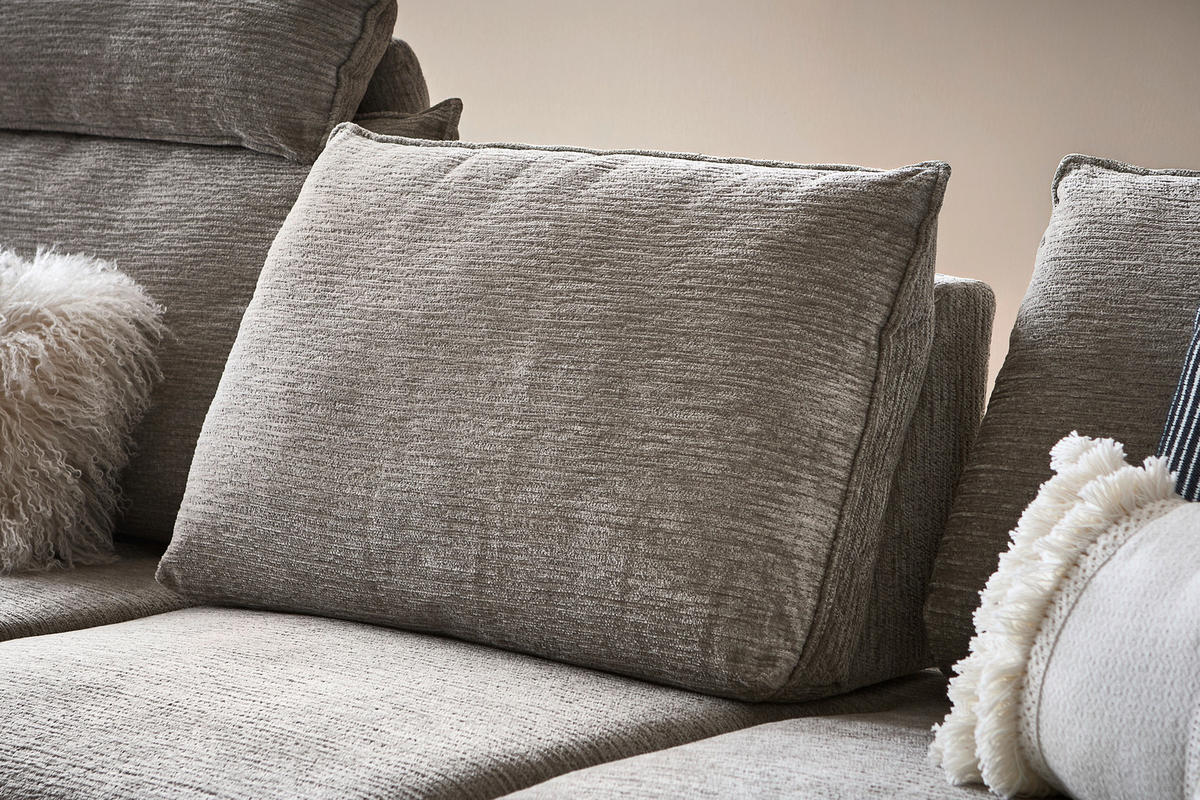 ECKSOFA Beige Mikrofaser  - Beige/Schwarz, Design, Textil/Metall (325/170cm) - Novel