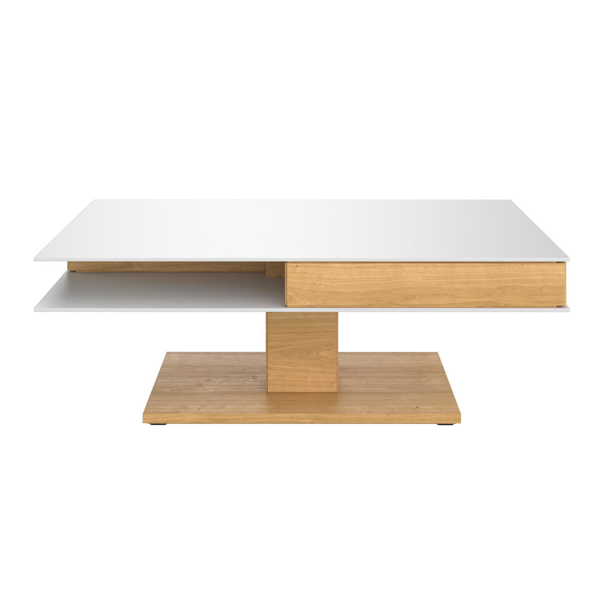 COUCHTISCH in Holz, Glas, Holzwerkstoff 120/75/43 cm  - Weiss/Eichefarben, Design, Glas/Holz (120/75/43cm) - Voglauer
