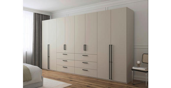 DREHTÜRENSCHRANK 400/223/61 cm,  in Champagner, 8-türig  - Champagner/Schwarz, Basics, Holzwerkstoff/Metall (400/223/61cm) - Novel