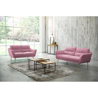 2,5-SITZER in Webstoff Rosa  - Buchefarben/Rosa, Design, Holz/Textil (187/87/88cm) - Livetastic