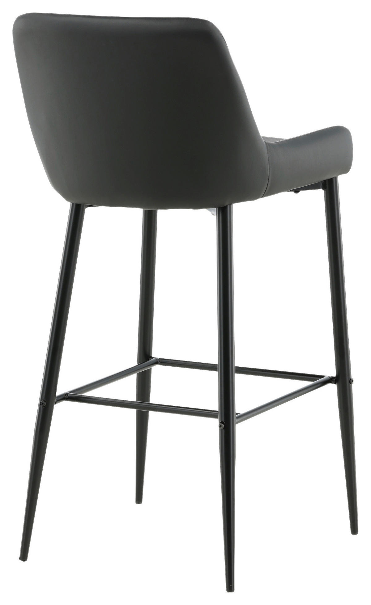 BARHOCKER-SET Lederlook (vegan) Schwarz Stahl abwischbar  - Schwarz, Design, Kunststoff/Textil (48/105/57cm) - Livetastic