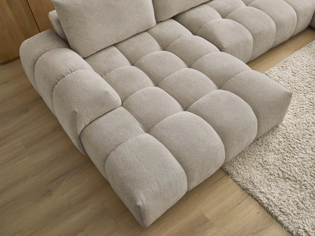 ECKSCHLAFSOFA EVEREST  mit Rücken echt, Armteil links, Armteil rechts Flachgewebe Taupe  - Taupe/Schwarz, MODERN, Kunststoff/Textil (423/212/90cm)