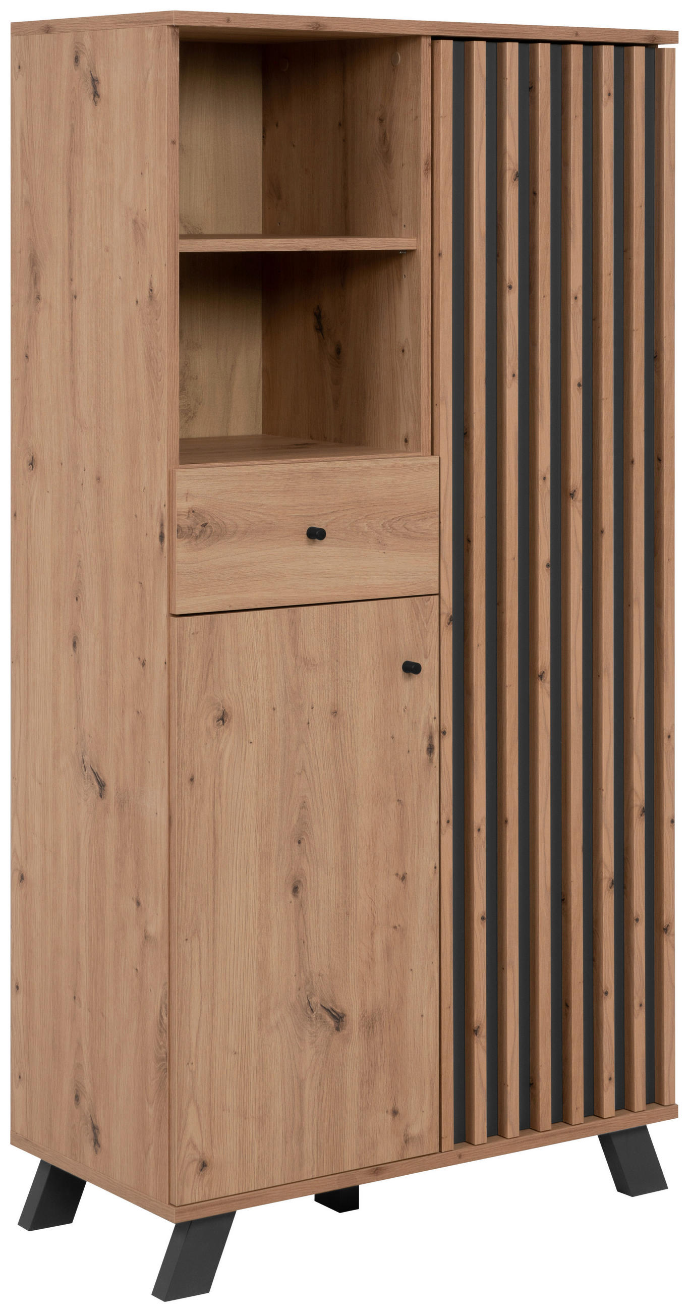 HIGHBOARD  in 80/156/40 cm  - Anthrazit/Schwarz, Design, Holzwerkstoff/Metall (80/156/40cm) - MID.YOU