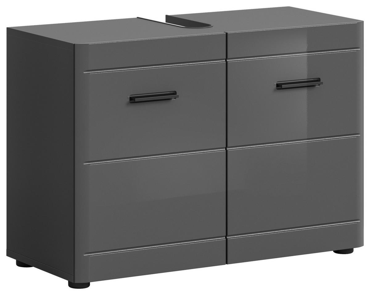WASCHBECKENUNTERSCHRANK 80/56/34 cm  - Grau Hochglanz/Schwarz, MODERN, Holzwerkstoff/Kunststoff (80/56/34cm) - MID.YOU