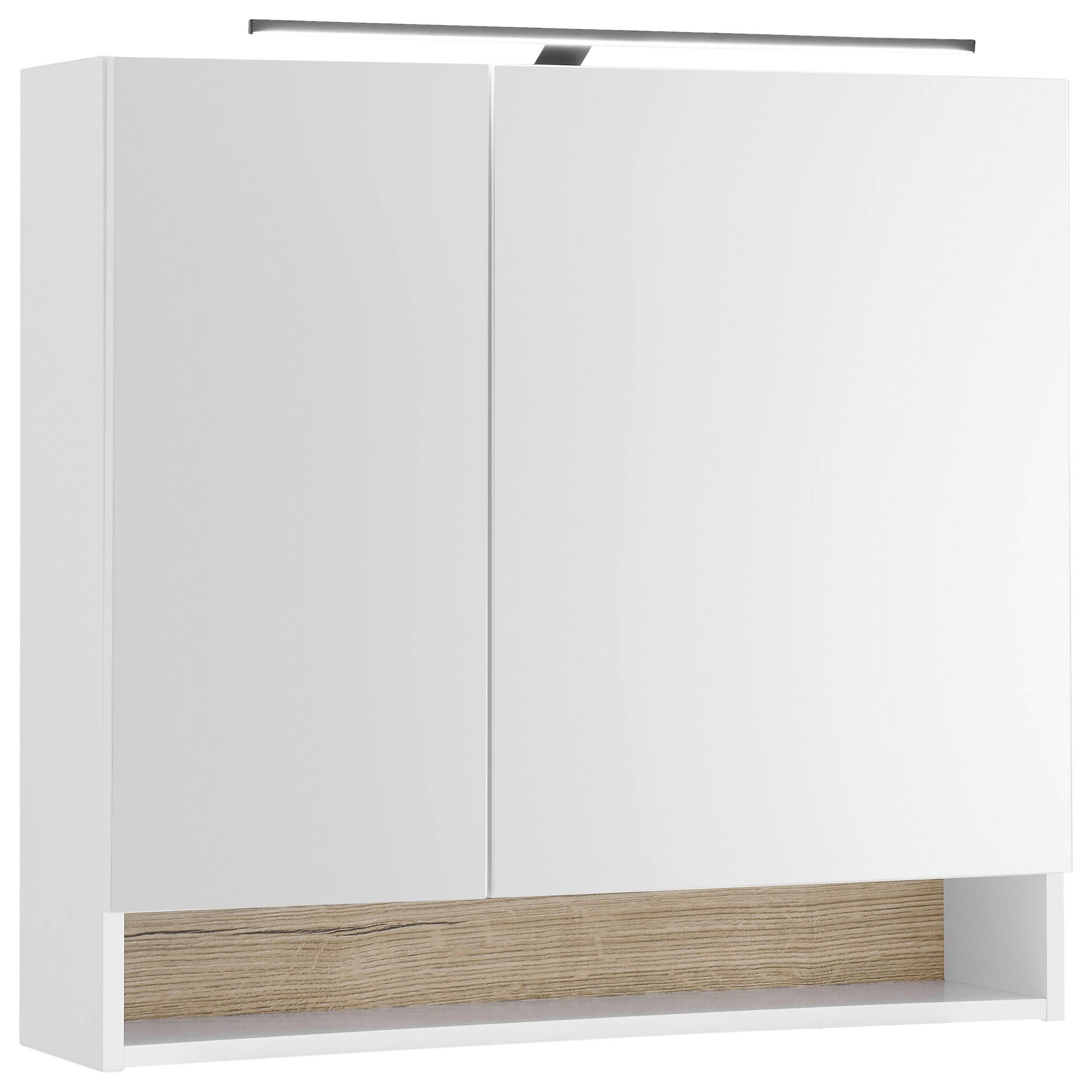 SPIEGELSCHRANK 80/75/22 cm  - Weiß, KONVENTIONELL, Glas/Holzwerkstoff (80/75/22cm) - home24