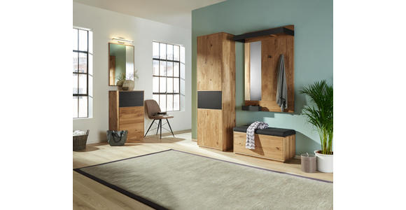 SCHUHSCHRANK 60/105/38 cm - Eichefarben/Anthrazit, Natur, Glas/Holz (60/105/38cm) - Valnatura