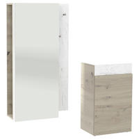 GARDEROBE 3-teilig  in 184/194/42,6 cm  - Eichefarben/Weiß, Natur, Glas/Holz (184/194/42,6cm) - Voglauer