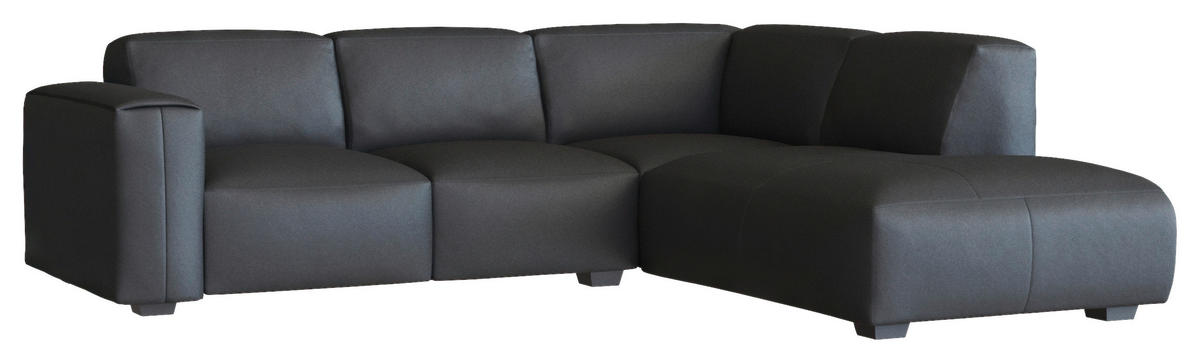 Freisteller von Livetastic ECKSOFA Schwarz Echtleder.