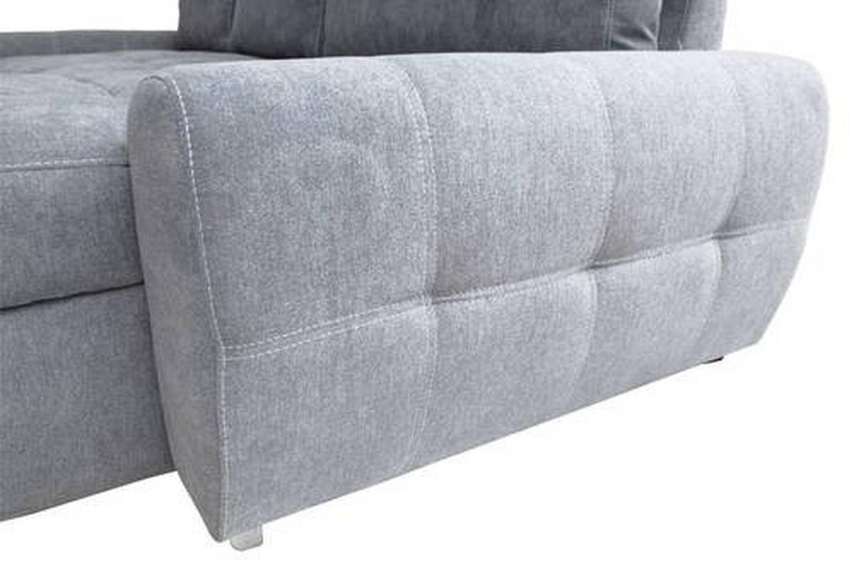 ECKSCHLAFSOFA  mit Schlafen auf Sitzhöhe, Rücken echt, Armlehnen seitenverkehrt montierbar Velours Hellgrau  - Chromfarben/Hellgrau, Design, Kunststoff/Textil (277/175cm) - Livetastic